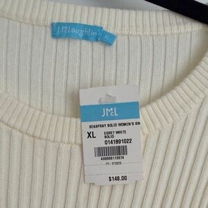 J. McLaughlin Egret White Ribbed Sweater XL